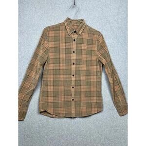 Express Mens Fleece Western Plaid Button Up Shirt S Long Sleeve Casual Outdoor